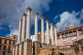 Remaining columns of the Roman temple, templo romano of Cordoba, Spain