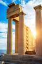 Remaining columns of the Temple of Athena Lindia Royalty Free Stock Photo