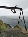 Remaining construction of a lifting system in GÃ¡sadalur village, VÃ¡gar, Faroe Islands Royalty Free Stock Photo