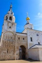 Remaining part of the Prince`s palace of Andrey Bogolyubsky and Church of the Nativity of the Holy Virgin in Bogolyubovo convent Royalty Free Stock Photo