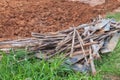 Remaining pieces of wood from the construction. Royalty Free Stock Photo