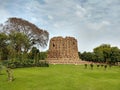 The remains of Alauddin Kilji`s Alai Minar at Qutub Minar complex. Unfinished 1-story tower built during the Khalji dynasty