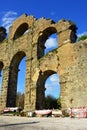 Remains of ancient aqueduct nearby Aspendos