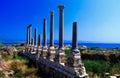 Remains of ancient columns at Al Mina excavation site in Tyre, Lebanon