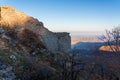 Remains of ancient fortress of Chirag Gala on top of the mountain, located in Azerbaijan Royalty Free Stock Photo