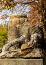 Remains of ancient statues with body part of woman and goat in Turin Italy Royalty Free Stock Photo