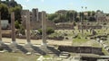 Remains of ancient stone buildings found by archeologists in center of Rome