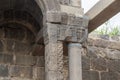 Remains of an ancient synagogue in the ruins of ancient Jewish settlement Umm el Kanatir - Mother Arches on the Golan Heights