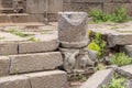 Remains of an ancient synagogue in the ruins of ancient Jewish settlement Umm el Kanatir - Mother Arches on the Golan Heights