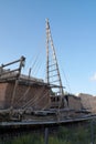 The remains of an ancient wooden ship in the ancient city of Patara Royalty Free Stock Photo