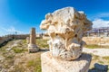 Remains of antique column at Kourion archaeological site. Cyprus, Limassol district