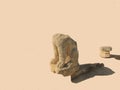 : Remains of antique statues on a white background from the city of Fomagusta, northern Cyprus.