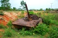 The remains of a bombed out Russian tank in northern Loas Royalty Free Stock Photo