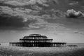 Remains of Brighton Pier left standing in sea Royalty Free Stock Photo