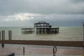 Remains of Brighton West Pier in sea , England, UK Royalty Free Stock Photo