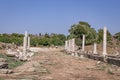 Remains of buildings, the ruins of Devlet Agora in Side, Turkey