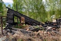 Remains of burned down house