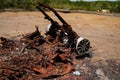 The Remains Of A Burnt Out Rusting Car Wreck Royalty Free Stock Photo