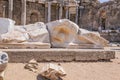 Remains of columns at Devlet Agorasi in Side, Turkey