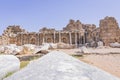 Remains of columns at Devlet Agorasi in Side, Turkey