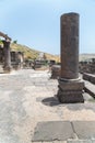 The remains of columns in ruins of the Dir Aziz Synagogue, built in the Byzantine period, at the beginning of the sixth century AD