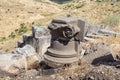 Remains of columns in ruins of the Greek - Roman city of the 3rd century BC - the 8th century AD Hippus - Susita on the Golan