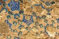 Remains of the decorated blue mosaic tiles on the wall of Blue Mosque in Tabriz. East Azerbaijan province. Iran