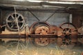 The remains of delelict mining dredge outside of Dawson City,Canada