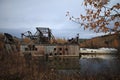 The remains of delelict mining dredge outside of Dawson City,Canada