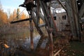 The remains of delelict mining dredge outside of Dawson City,Canada