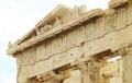 Remains of the Details of Tympanum of the Parthenon, an Ancient Greek Temple on the Acropolis of Athens, Greece Royalty Free Stock Photo