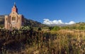 remains of the facade of the church of the old yungay destroyed by a flood with the huascaran mountain