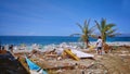 The remains of the fishing fleet at Mabua Beach after Super Typhoon Odette. Philippines.