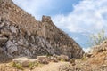 Remains of the fortress wall near the secret exit to the ruins of the medieval fortress of Nimrod - Qalaat al-Subeiba, located