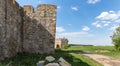 The remains of the fortress wall and the outer clock tower in the ruins of the Smederevo fortress, standing on the banks of the Da