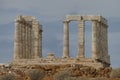 The Remains of a Greek temple dedicated to Poseidon, on the promontory of Cape Sunio ,located on the southern tip of Attica, Royalty Free Stock Photo