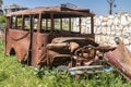 The remains of the infamous bus that was shot my militias on April 13 1975 sparking Lebanon\'s civil war Royalty Free Stock Photo