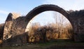 Remains of medieval bridge over Cardener river in Cardona.