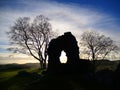 Remains of a medieval wall at sunset Royalty Free Stock Photo