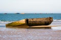 Remains of the Mulberry harbour in Arromanches, Normandy Royalty Free Stock Photo