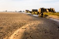 Remains of Mulberry harbour in Normandy Royalty Free Stock Photo