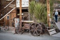 Remains of an old abandoned tractor in the old town of the wild west