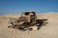 Remains of an old abandoned truck in the desert Royalty Free Stock Photo
