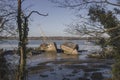 The remains of old boats on the River Orwell at Pin Mill, Suffolk Royalty Free Stock Photo