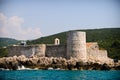 The remains of the fortifications on the island in the Mediterranean