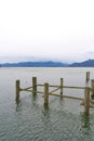 Remains of an old landing stage for boats in Prien am Chiemsee in Germany