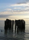 The remains of an old pier in the Baltic Sea Royalty Free Stock Photo