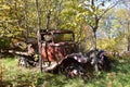 Remains of an old rusty truck in a woods Royalty Free Stock Photo