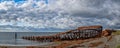 Remains of the old ship at San Gregorio in Magellanes, southern Chile Royalty Free Stock Photo