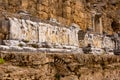 Remains of ornamental reliefs decorating skene of Roman theater in Perge, Turkey Royalty Free Stock Photo